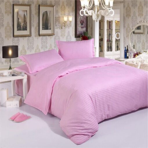 Страйп сатин постельное розовое фото