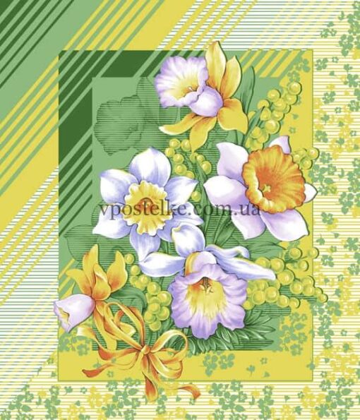 Ткань для вафельных полотенец "Утренние цветы" 50 см