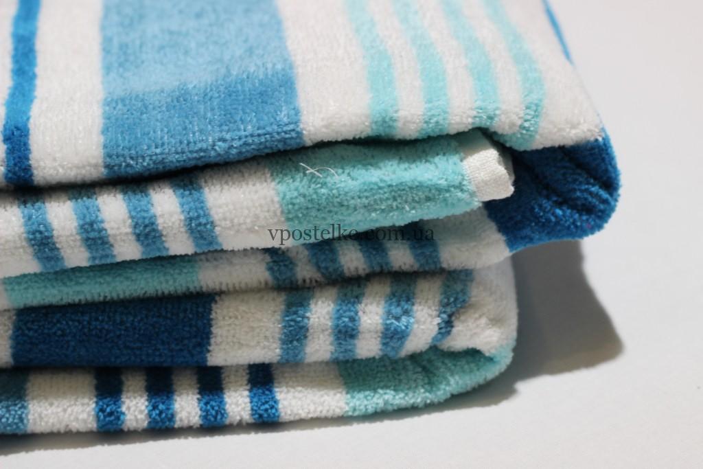 Простыня махровая Страйп голубая 155*205 см
