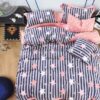 Ткань розовая сатин "Звезды на полосках" основа 160 см