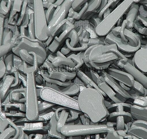 Замок для молнии 4 мм серый 2 фото