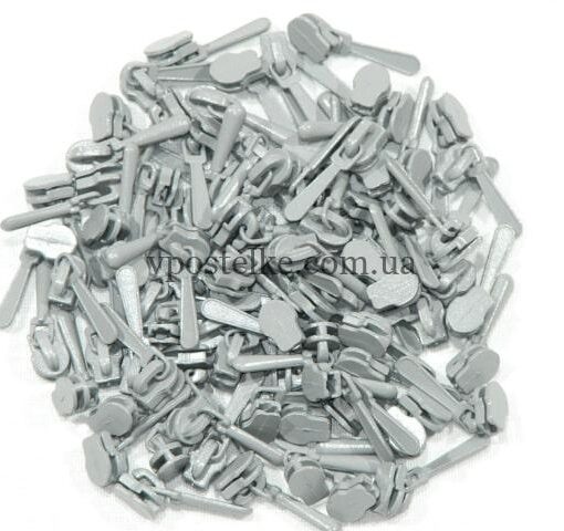 Замок для молнии 4 мм серый 3 фото