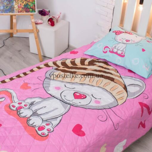 Детское покрывало с котиком фото