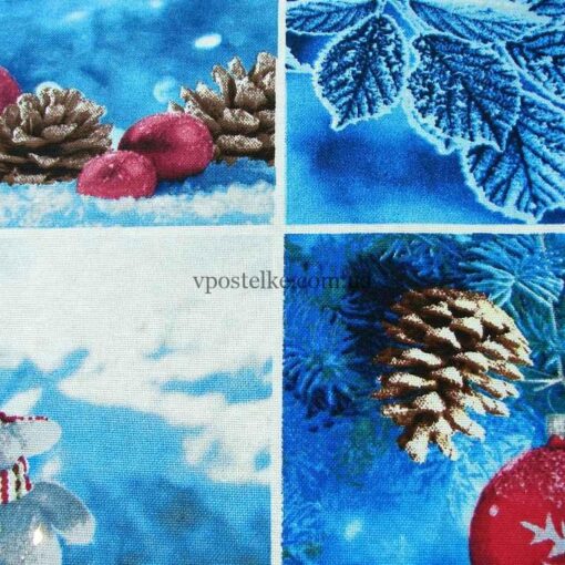 Скатерть на стол новогодняя со снеговиками 6