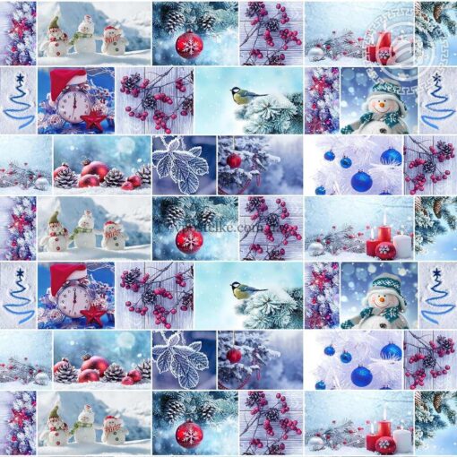 Новогодняя ткань для скатерти рогожка Румянец 2