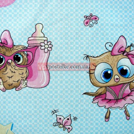 Бязь для постельного белья с совятами 3