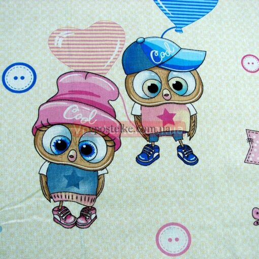 Бязь для постельного белья с совятами 6