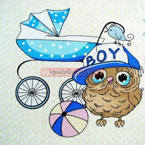 Бязь для постельного белья с совятами 7