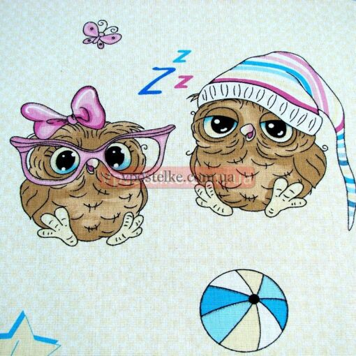 Бязь для постельного белья с совятами 8