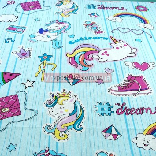 Бязь для постельного белья с единорогами 2