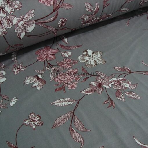 Ткань серая в цветочек 2