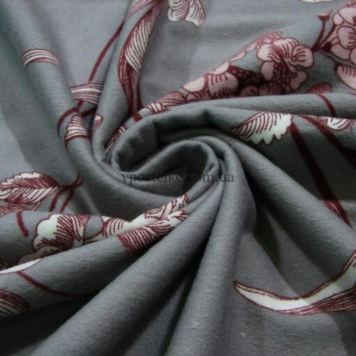 Ткань серая в цветочек 4