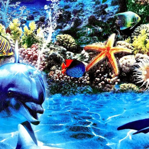 Ткань с дельфинами 2