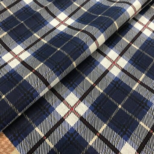 Ткань в клетку синяя 2