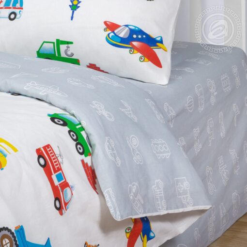 Постельное белье с машинами, экскаватор, вертолёт 2