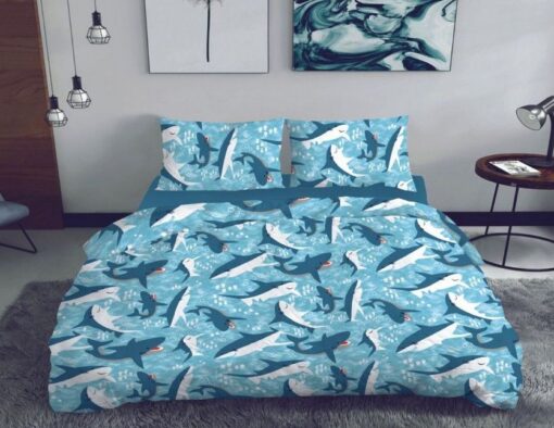 Ткань с акулами для постельного белья ранфорс 220 см фото