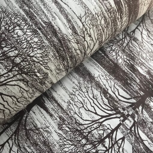 Ткань Ранфорс Бурса, деревья на светлом фоне 240 см 3