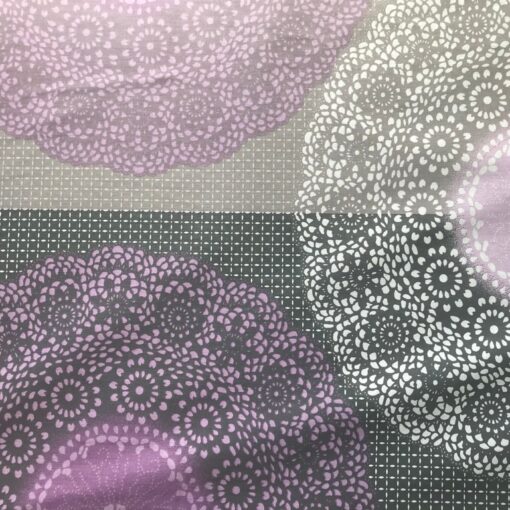 Ткань Ранфорс Кушадасы, роспись сиренево серая 240 см 2