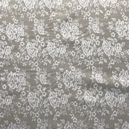 Ткань Ранфорс Мармарис, цветы белые на бежевом 240 см 2