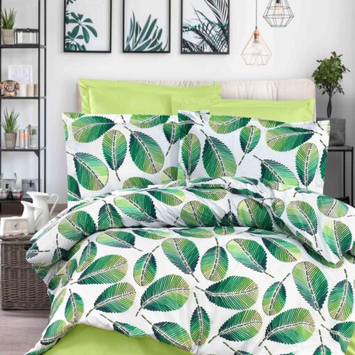 Постельное белье турецкое Сиде, листья пальмы зелёные