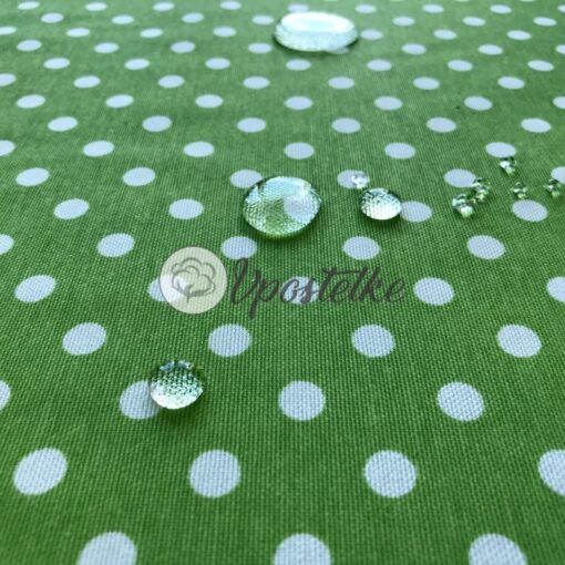 Тефлоновая ткань DUCK водоотталкивающая Горошек на зелёном фото 2