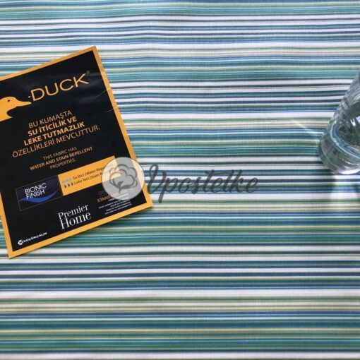 Тефлоновая ткань DUCK водоотталкивающая Полосы зелёные фото 3