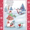 Вафельное полотенце снеговики "Санта Клаус" 50*60 см, вид 3