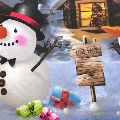 Ткань Снеговик во дворе 3Д ранфорс 220 см фото 4