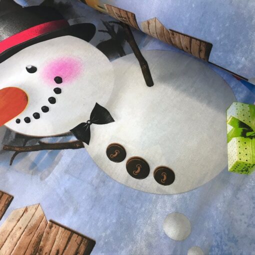 Ткань Снеговик во дворе 3Д ранфорс 220 см фото 3