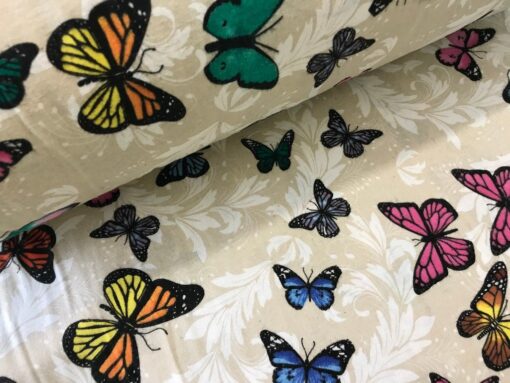 Ткань фланель Бабочки на бежевом Махаон 240 см фото