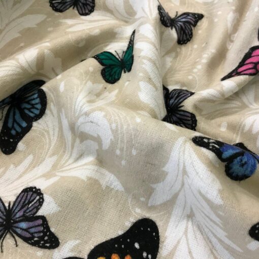 Ткань фланель Бабочки на бежевом Махаон 240 см фото 2