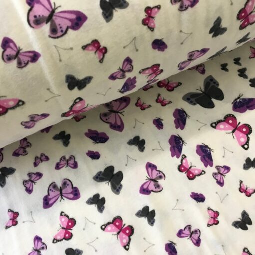 Ткань фланель Бабочки фиолетовые 240 см фото