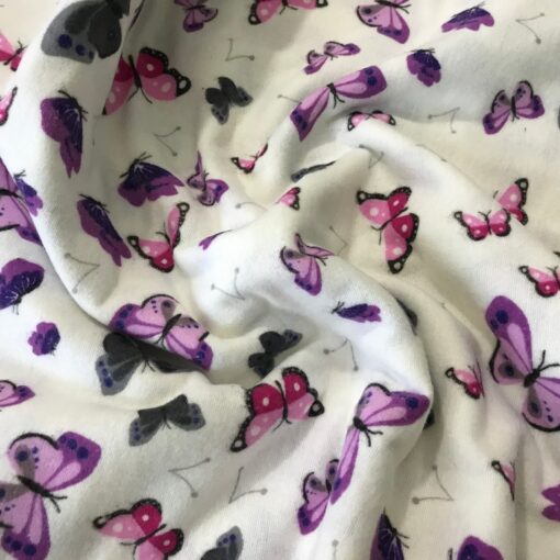 Ткань фланель Бабочки фиолетовые 240 см фото 2