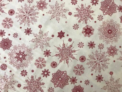 Постельное белье из фланели Снежинка красная на белом фото