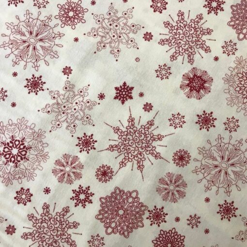 Постельное белье из фланели Снежинка красная на белом фото