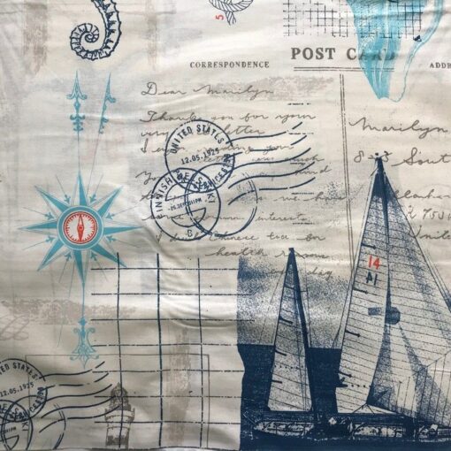 Бязь для постельного белья Атлантида 220 см, якорь, карты, корабли фото 3