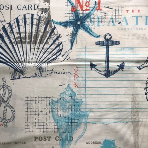 Бязь для постельного белья Атлантида 220 см, якорь, карты, корабли фото