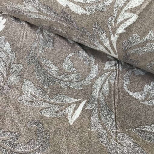 Бязь для постельного белья Бельдиби 220 см, вензель коричневый, роспись фото