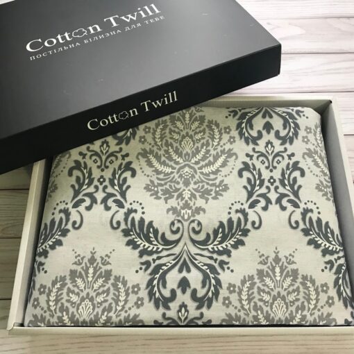 Постельное белье Эдирне, серый орнамент фото в упаковке