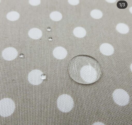 Тефлоновая ткань DUCK водоотталкивающая Горошек на бежевом фото