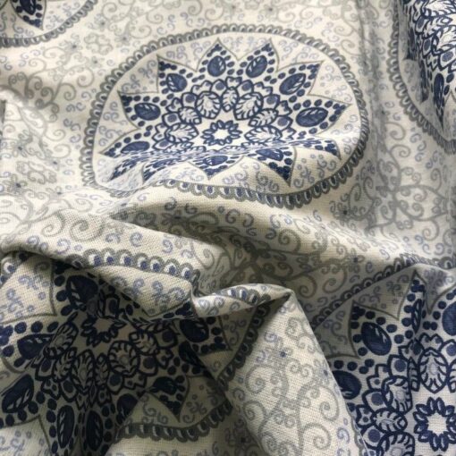 Бязь для постельного белья Манавгат 220 см, синие круги, орнамент фото 2