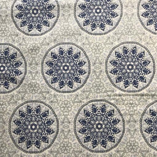 Бязь для постельного белья Манавгат 220 см, синие круги, орнамент фото 3