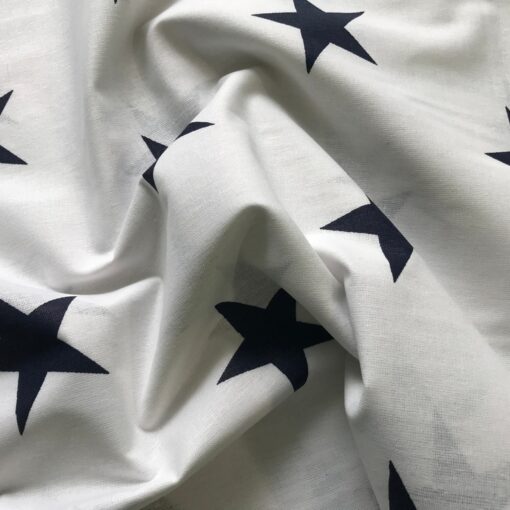 Бязь для постельного белья Звёзды синие на белом 220 см фото 2