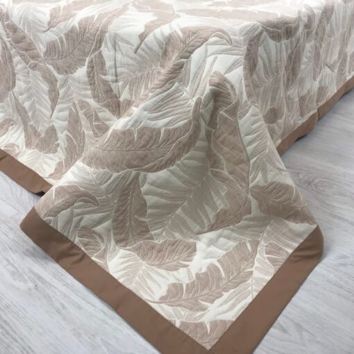 Покрывало Пальмовый принт бежевый, жаккард, двухстороннее фото 6