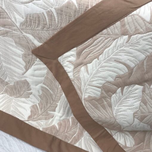 Покрывало Пальмовый принт бежевый, жаккард, двухстороннее фото 3