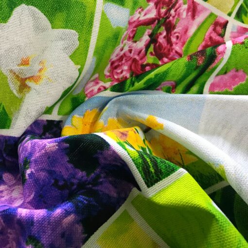 Ткань для скатерти рогожка Первоцветы 150 см фото 2