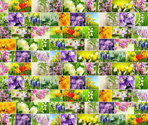 Ткань для скатерти рогожка Первоцветы 150 см фото