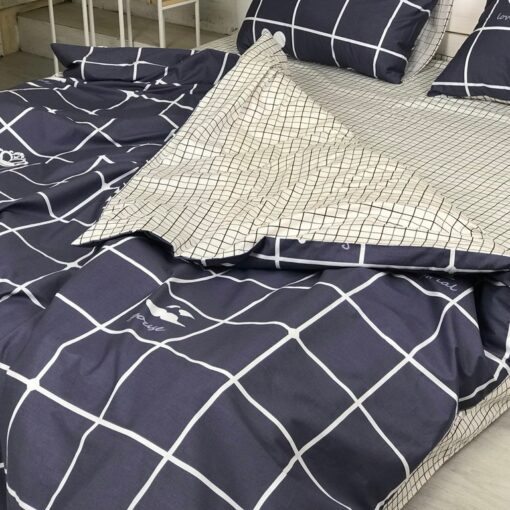 Постельное белье Гранж, в клетку на синем фото 4