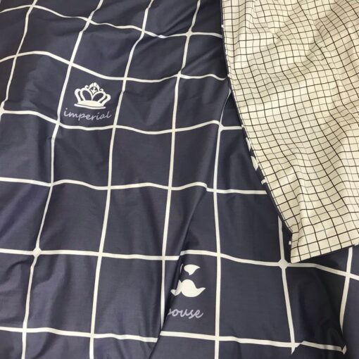 Постельное белье Гранж, в клетку на синем фото 2