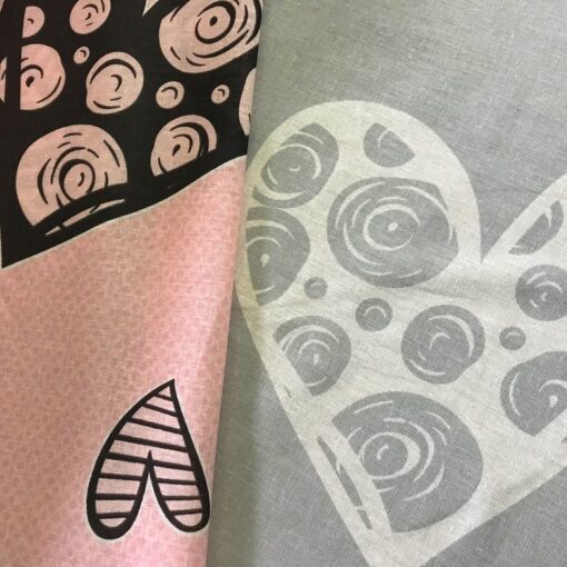 Постельное белье Сердцеедка, сердечки розовые и серые фото 3